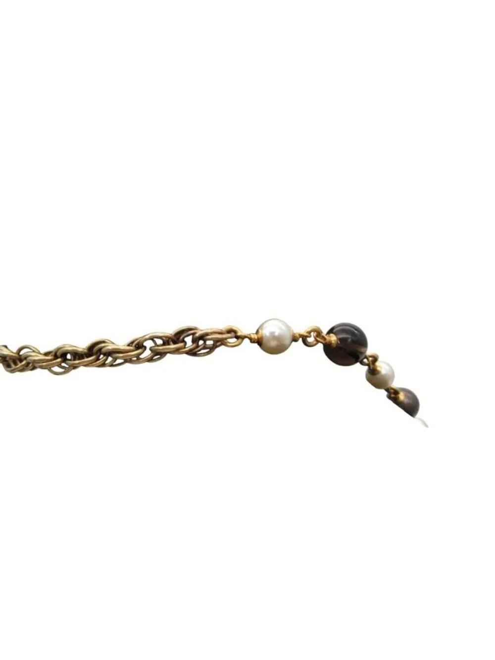 Chanel Necklace Pearl Bijou Stone CC Logo Gold